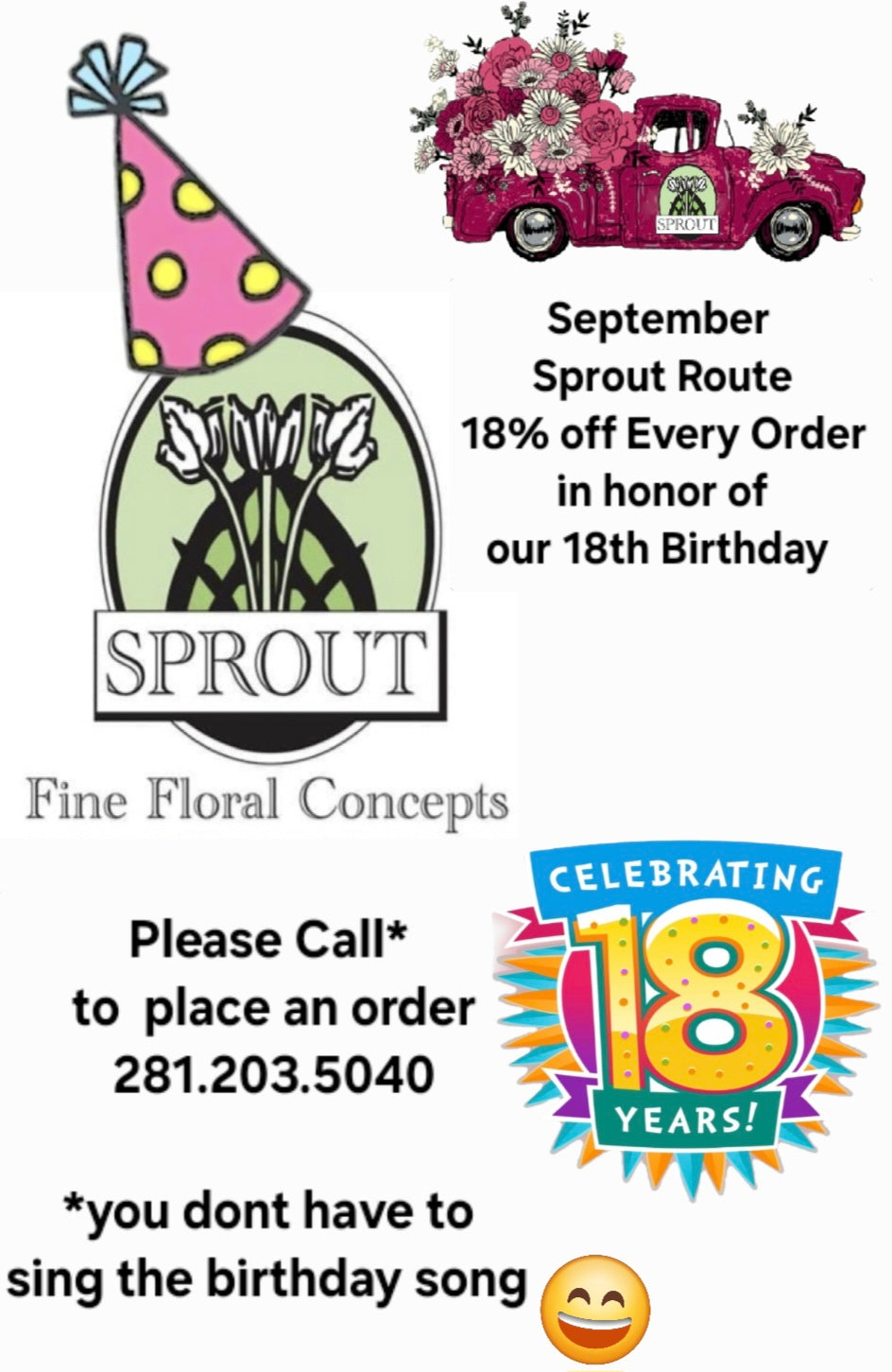 Sprout Route 18TH BIRTHDAY PHONE ORDER OPTION